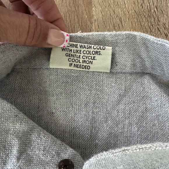 Skavij Mens Grey Mandarin Collar Button Up Long Sleeve Tunic Shirt Size L - Picture 7 of 7